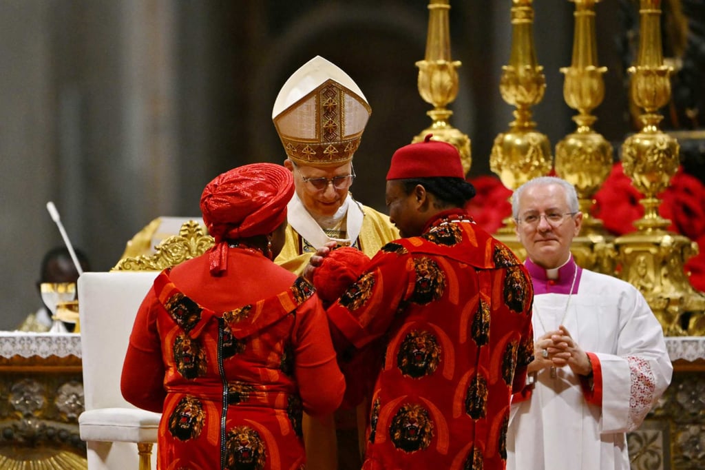 Pope Leo blesses attendees at St Peter’s Basilica in the Vatican on Wednesday. Photo: AFP