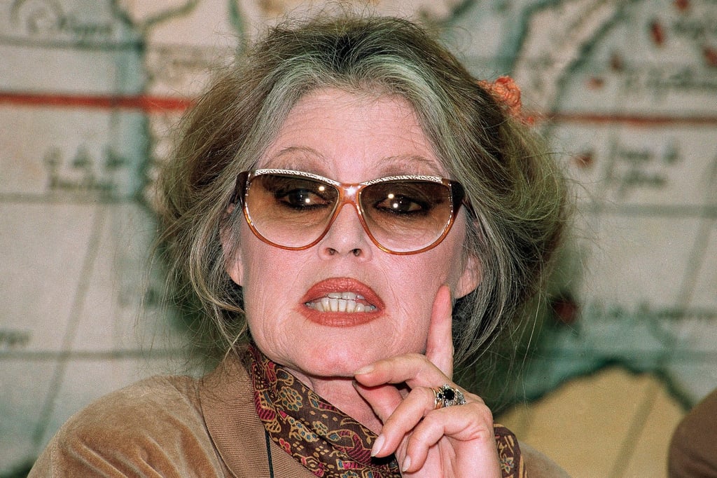 Brigitte Bardot in Brussels in 1992 at a protest against animal cruelty. The former actress died on Sunday at 91. Photo: AP