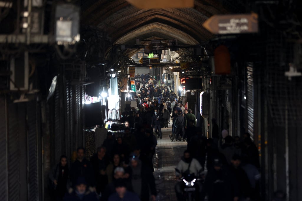 Closed shops in the Tehran Grand Bazaar on Tuesday. Photo: West Asia News Agency via Reuters