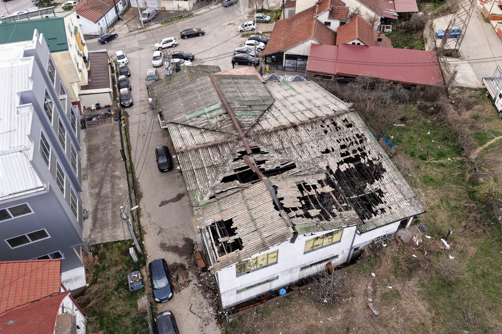 The aftermath of a 2025 nightclub fire in the town of Kocani, North Macedonia. Photo: AP