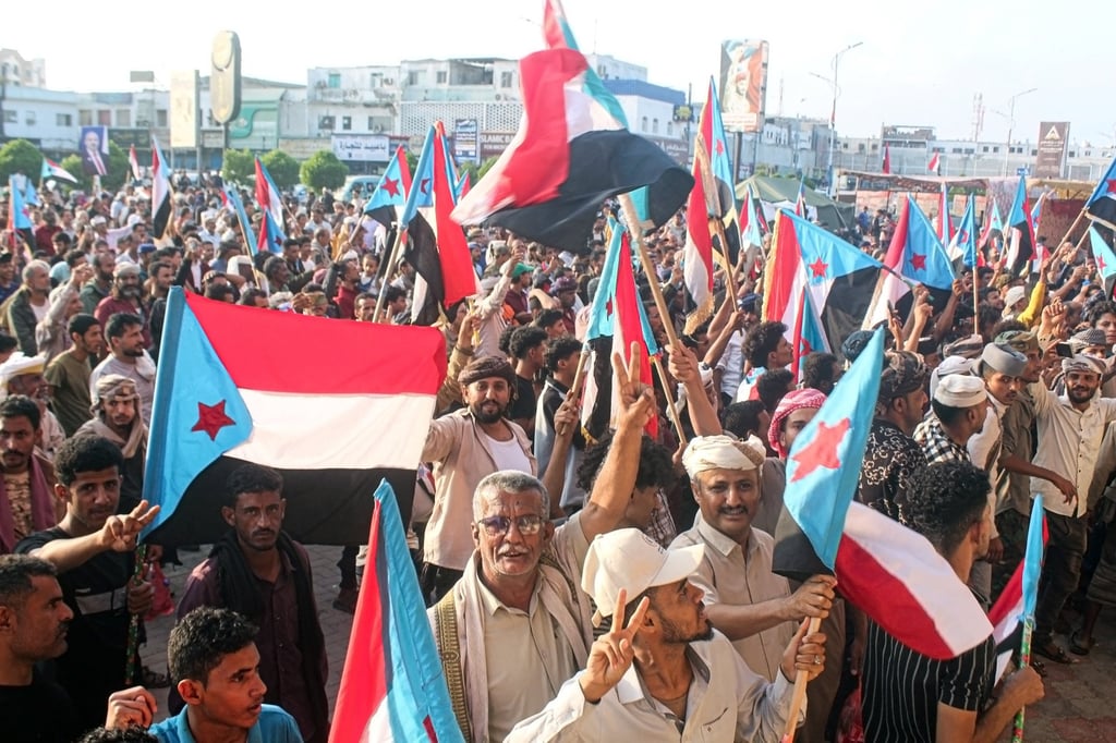 Yemeni supporters of the UAE-backed Southern Transitional Council, which wants to revive an independent South Yemen, rally in Aden in December to demand a “second independence”. Photo: TNS