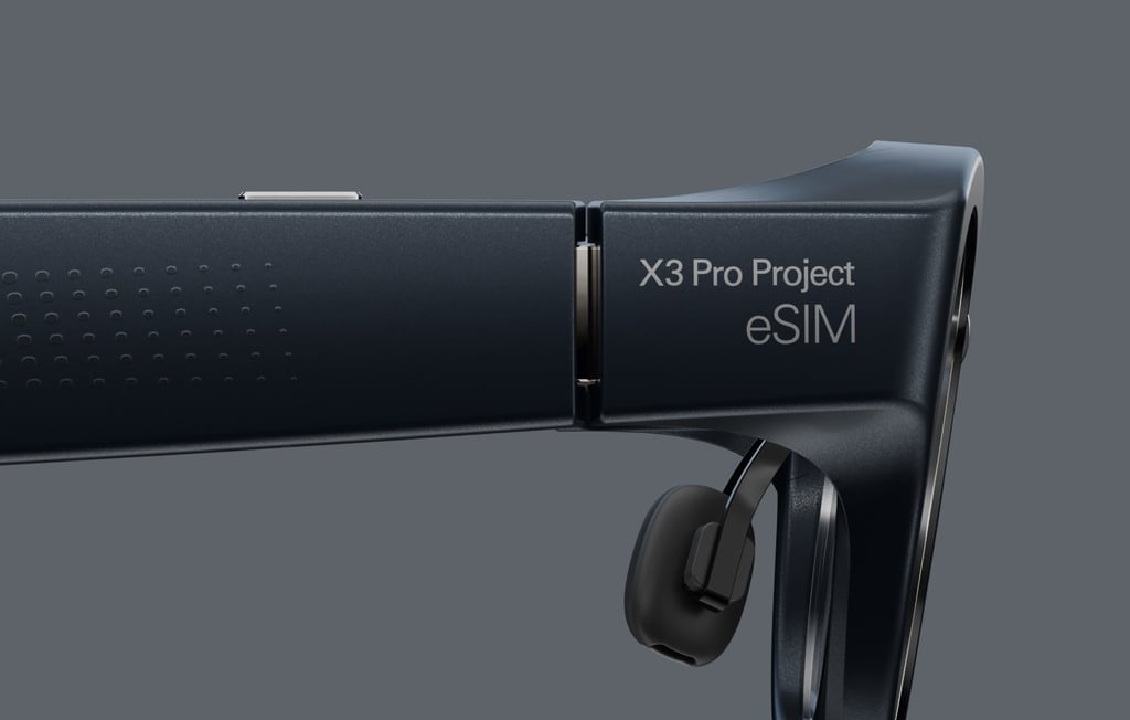 The RayNeo X3 Pro Project eSIM glasses are only 2 grams heavier than the regular X3 Pro model. Photo: Handout