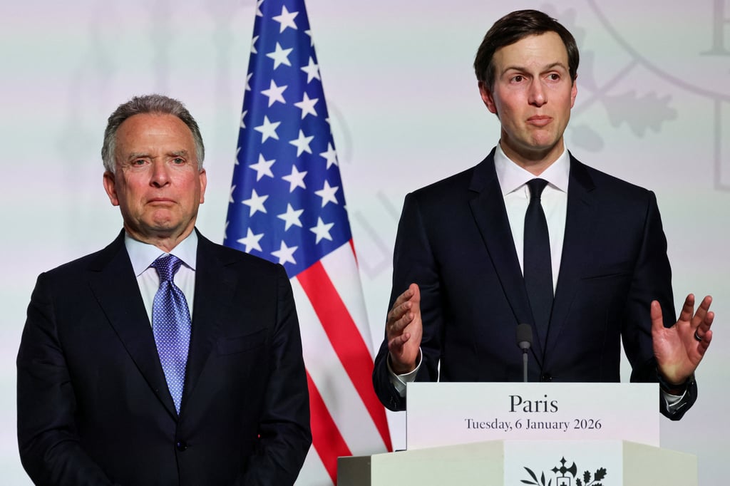 US Special Envoy Steve Witkoff and businessman Jared Kushner attend a press conference in Paris, France, on January 6. Photo: Reuters
