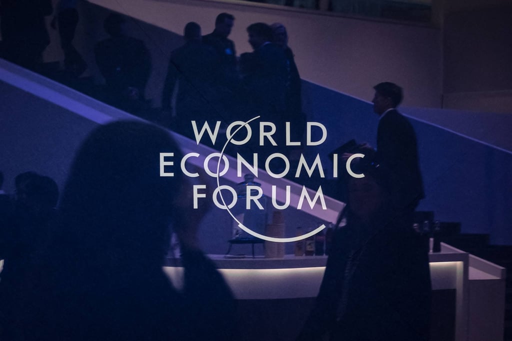 A World Economic Forum sign is displayed during the annual meeting in Davos on January 20, 2025. Photo: AFP