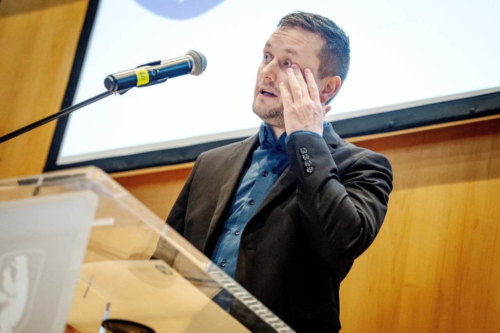 Greenland’s Prime Minister Jens-Frederik Nielsen holds a press conference in Nuuk on Thursday. Photo: Ritzau Scanpix via Reuters