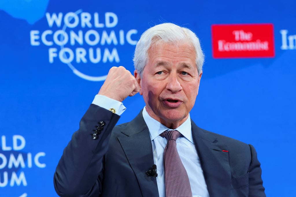JPMorgan Chase CEO Jamie Dimon attends the World Economic Forum meeting in Davos, Switzerland, on Wednesday. Photo: Reuters