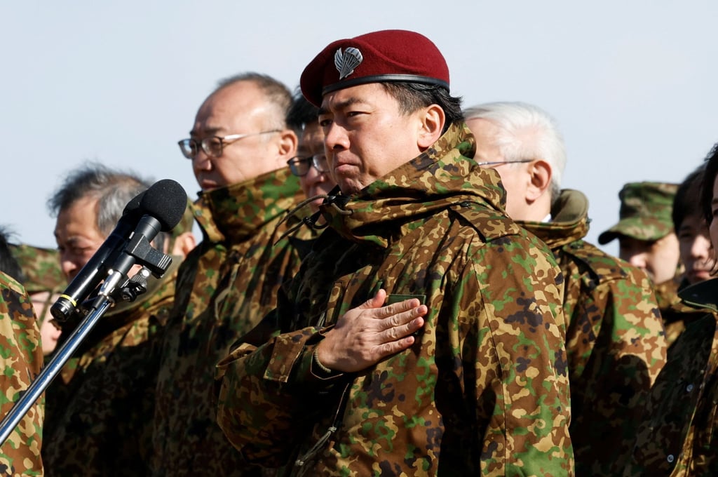 Japan’s Defence Minister Shinjiro Koizumi attends a new year military drill by the Ground Self-Defence Force’s 1st Airborne Brigade at the Narashino training ground in Funabashi, east of Tokyo, on January 11. Photo: Reuters