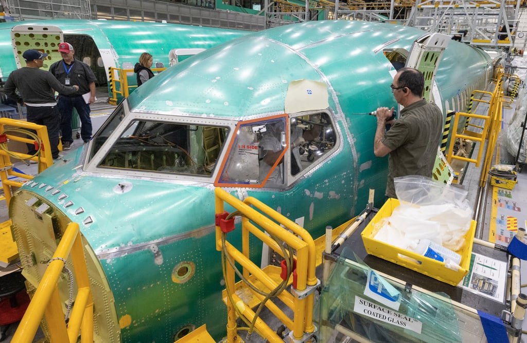 Boeing 737 Max 8 jets are assembled in Renton, Washington, in October last year. Photo: TNS