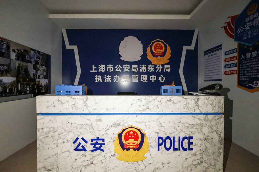 A room set up to imitate a Chinese police station pictured on Monday inside the O’Smach compound in Oddar Meanchey province near the Cambodia-Thailand border. Photo: Reuters