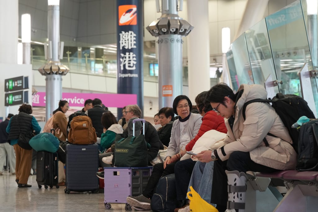 Passengers wait at the ticketing concourse in Hong Kong West Kowloon Station. Photo: Sam Tsang