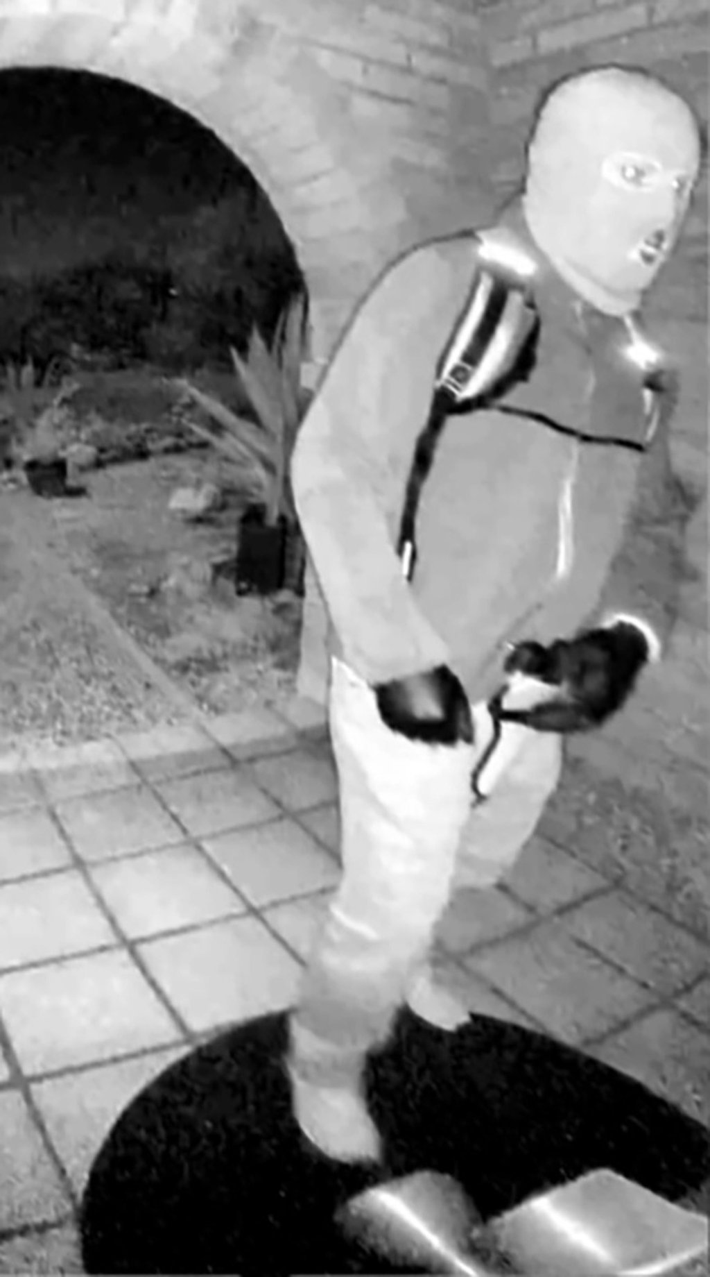 The FBI is seeking information on the identity of this individual seen at Nancy Guthrie’s front door. Photo: FBI via TNS