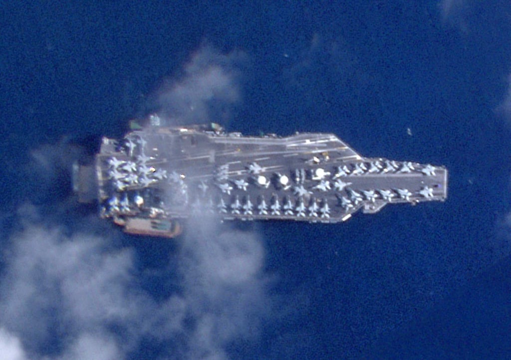 The USS Gerald Ford off the coast of Saint Thomas, US Virgin Islands, in December. Photo: Planet Labs PBC via AFP
