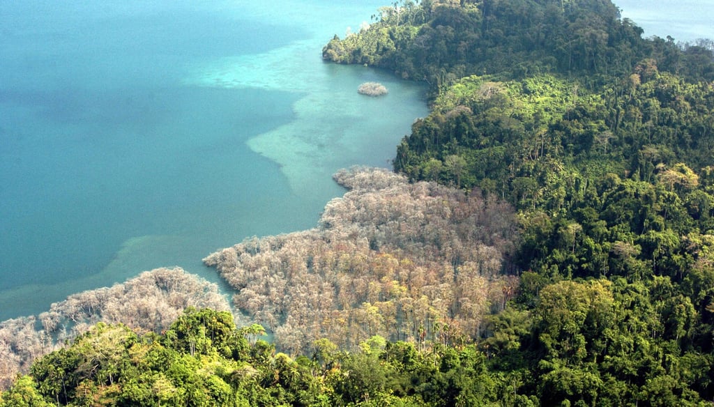 An aerial view of Katchal Island, one of the Nicobar Islands located around 120km north of Great Nicobar. Photo: AFP
