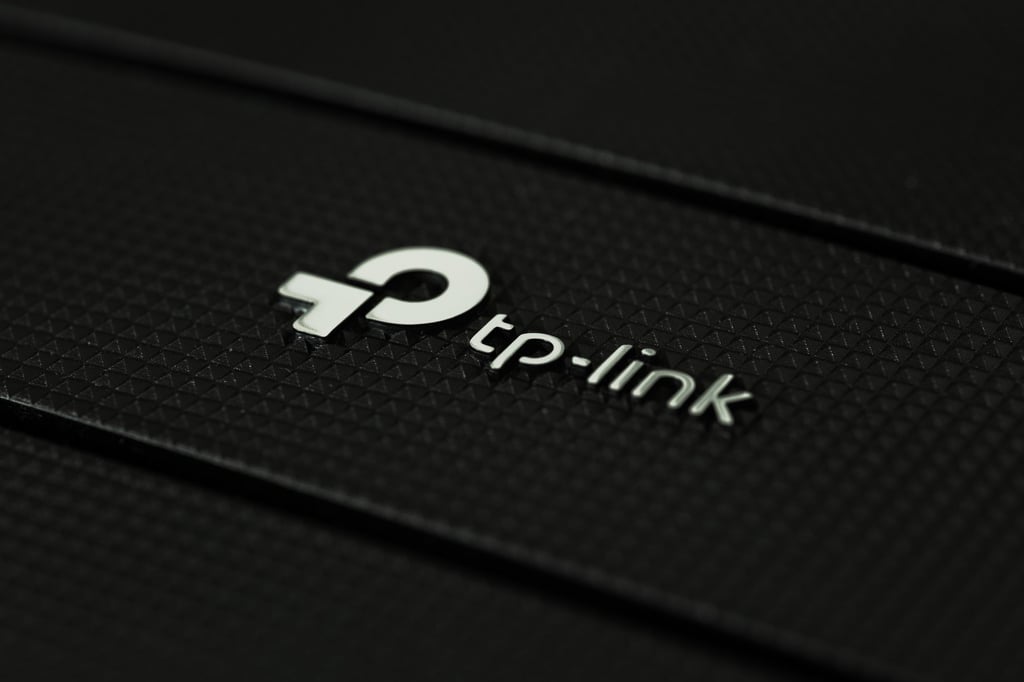 The TP-Link logo is seen on a wireless router. Photo: Shutterstock