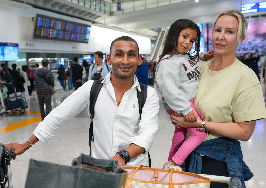 Jockey Karis Teetan (left) and his family had been in Dubai Photo: Sam Tsang