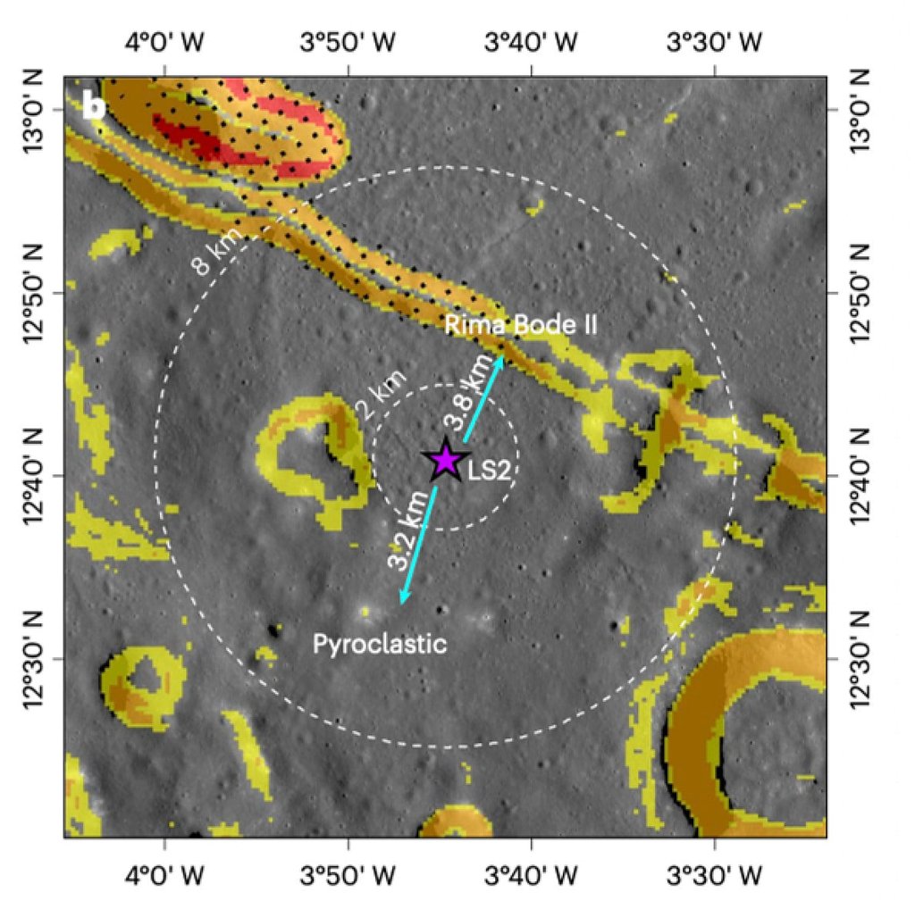 The purple star marks the proposed landing site LS2. Photo: Nature Astronomy