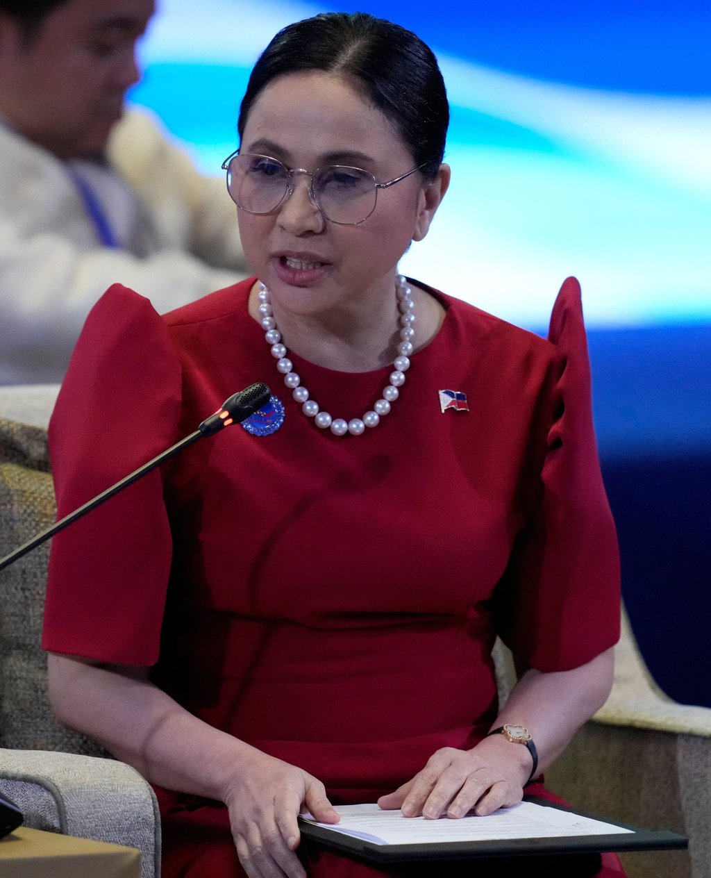 Philippine trade secretary Cristina Roque speaks during the Asean retreat on Friday. Photo: Reuters
