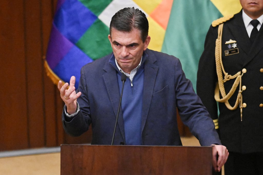 Bolivia’s President Rodrigo Paz speaks during a meeting with leaders of the Bolivian Workers’ Union for talks in La Paz on Wednesday amid protests that have brought the economy to a standstill. Photo: Reuters