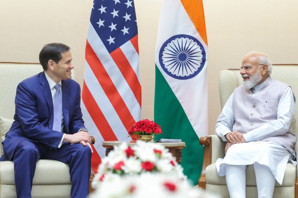 Indian Prime Minister Narendra Modi (right) meets US Secretary of State Marco Rubio in New Delhi in May. Photo: AP.