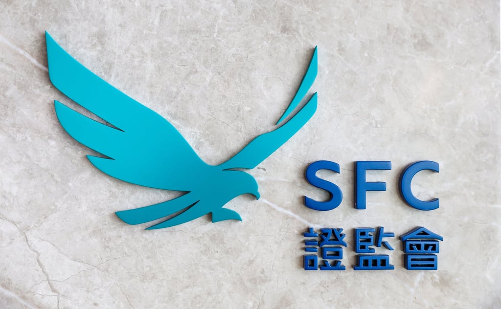 The logo of SFC is seen at its offices in Quarry Bay, Hong Kong, on March 20, 2023. Photo: Yik Yeung-man