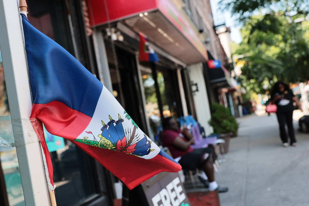 Haitian flags are displayed at a store in the Little Haiti neighbourhood of Brooklyn in New York on Thursday. Photo: AFP