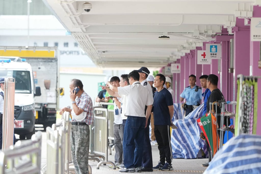 Investigators at the scene of the accident at Kowloon Bay Sports Ground. Photo: Dickson Lee