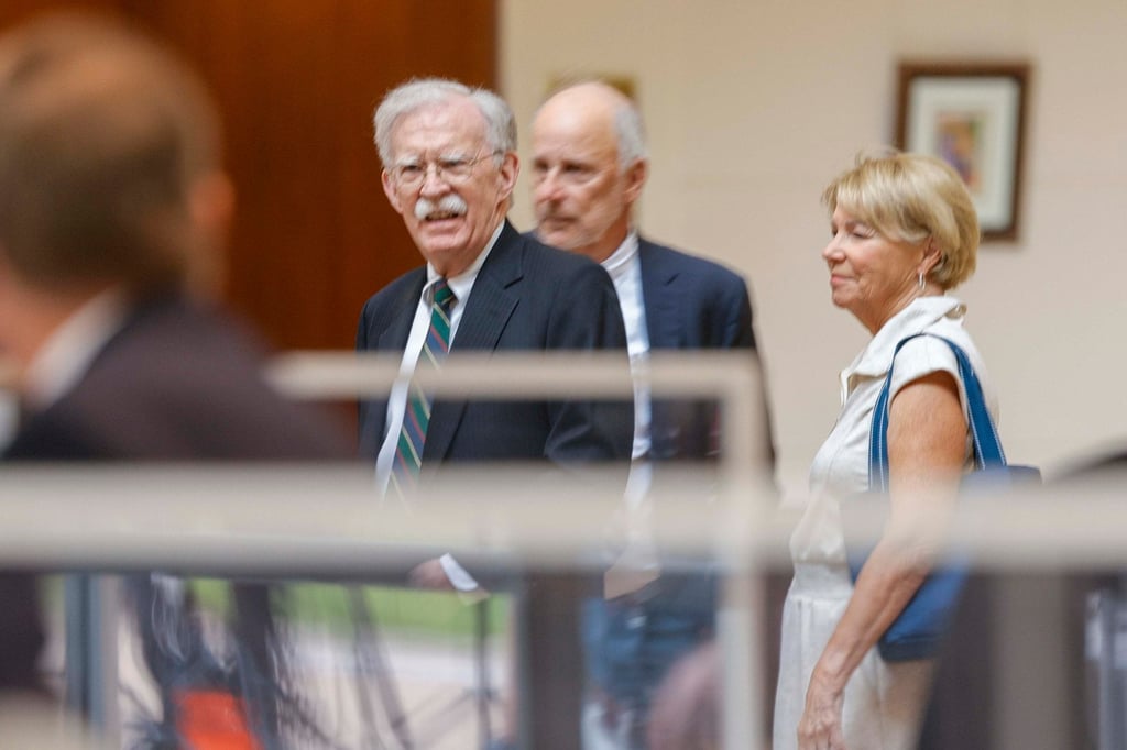 Former US National Security Adviser John Bolton arrives at court in Greenbelt, Maryland, on Friday. Photo: EPA