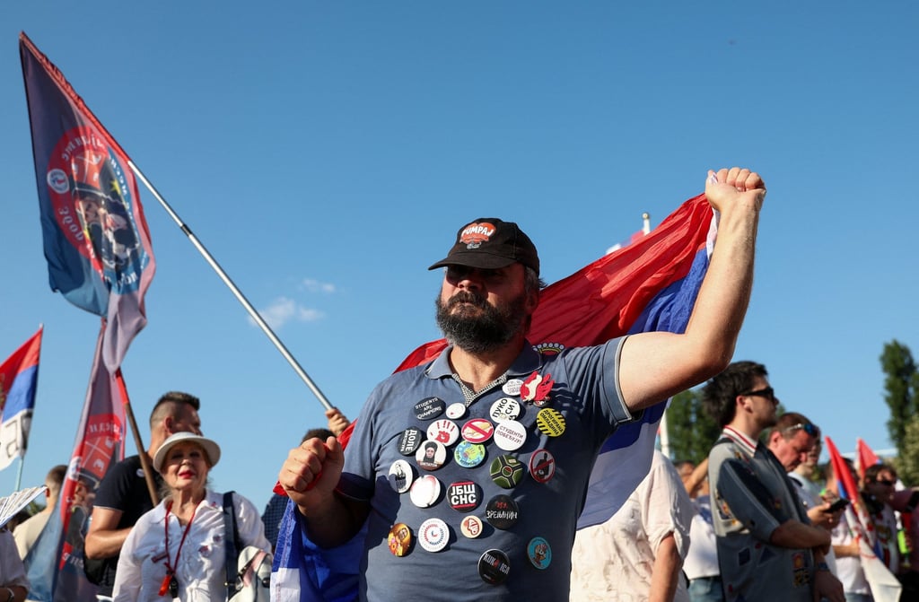 Demonstrators attend a student-led protest in Novi Sad, Serbia, on June 20. Photo: Reuters