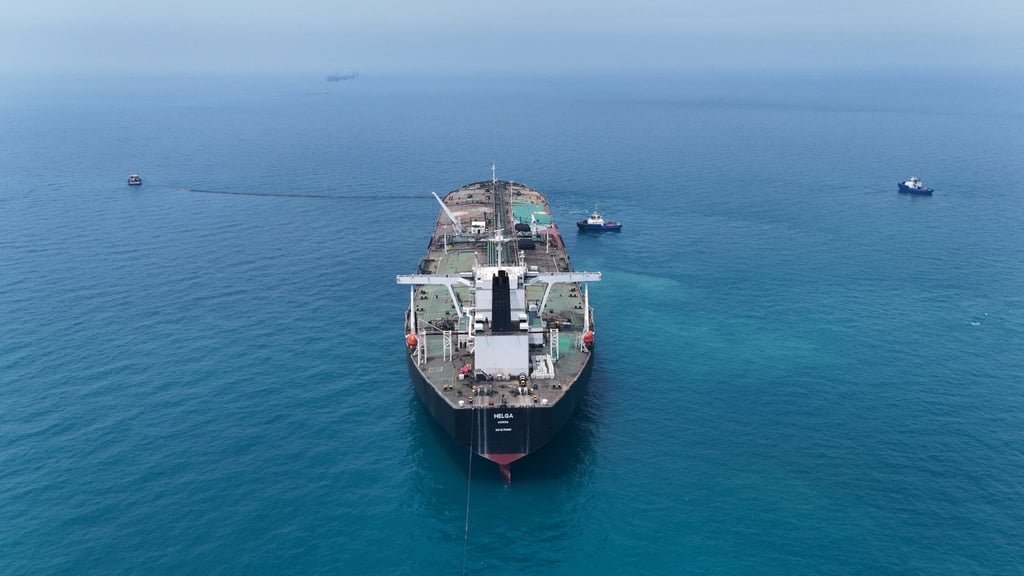An oil tanker near one of Iraq’s offshore oil terminals in April. Photo: Reuters
