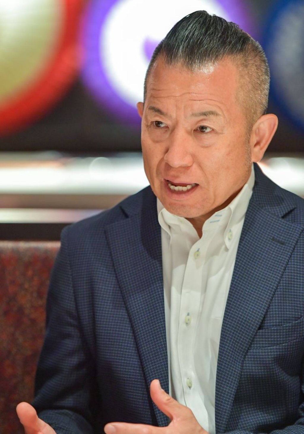 Kisshokichi founder Kiyomi Akagi speaks during an interview at a Kobe Beef Daia restaurant in Tokyo’s Asakusa district on June 5. Photo: Kyodo