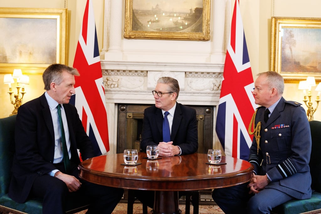 UK Prime Minister Keir Starmer (C) with Defence Secretary Dan Jarvis (L) and Air Chief Marshal Sir Richard Knighton on June 12, the day Jarvis was appointed after his predecessor John Healey resigned. Photo: Handout via EPA