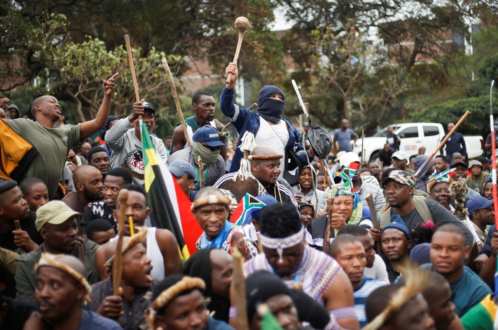 Anti-immigrant protesters march in Durban, South Africa, on Tuesday. Protests have stoked fears of the xenophobic violence that erupted in 2008, when 62 people were killed. Photo: Reuters