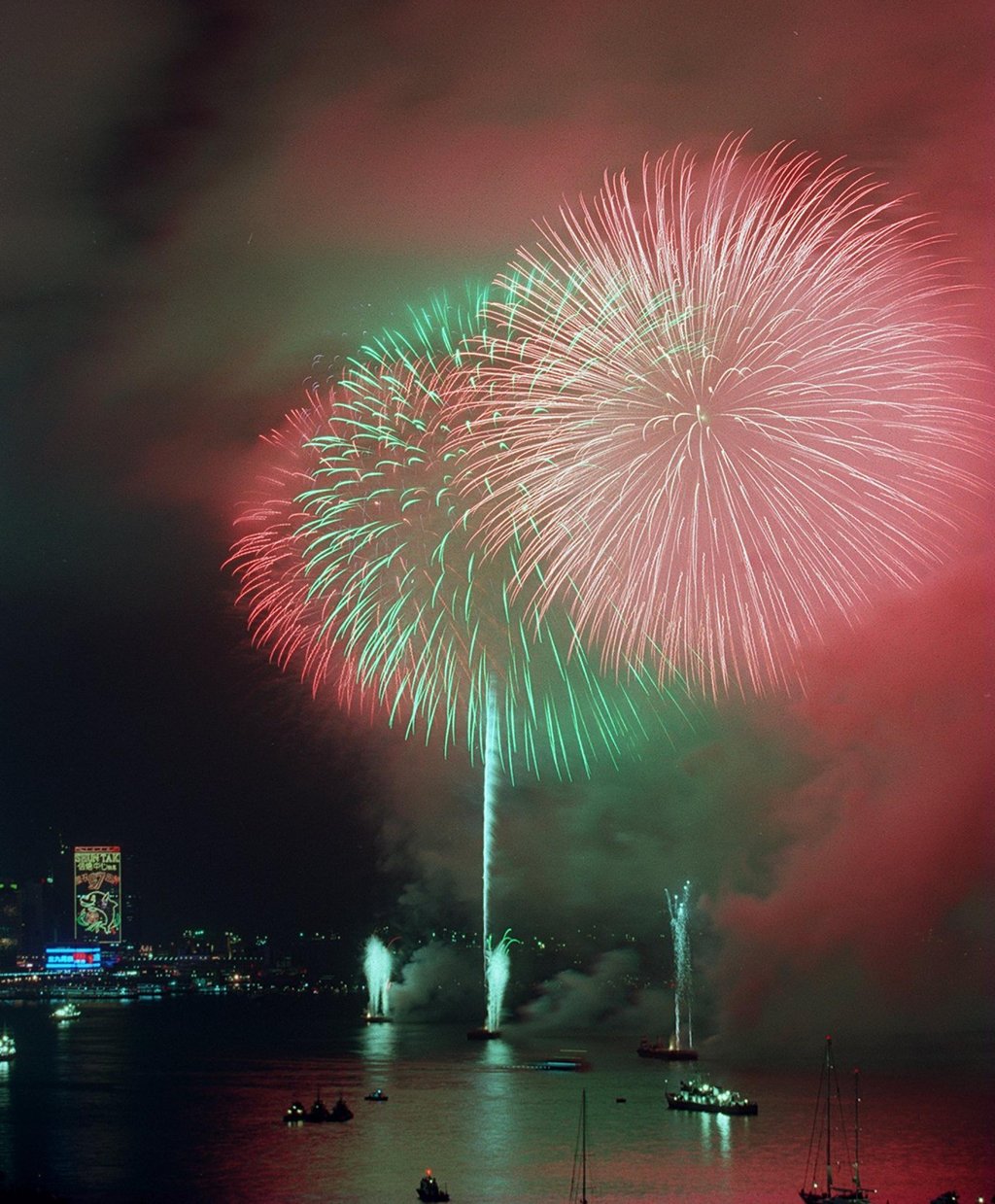 A fireworks display for the British farewell at Victoria Harbour on June 30, 1997. Photo: SCMP