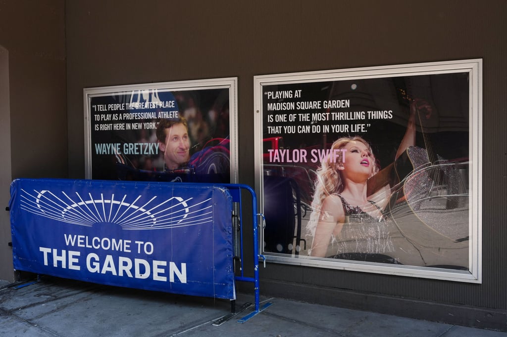 A picture of Taylor Swift is seen at Madison Square Garden in New York on Wednesday. Photo: Reuters