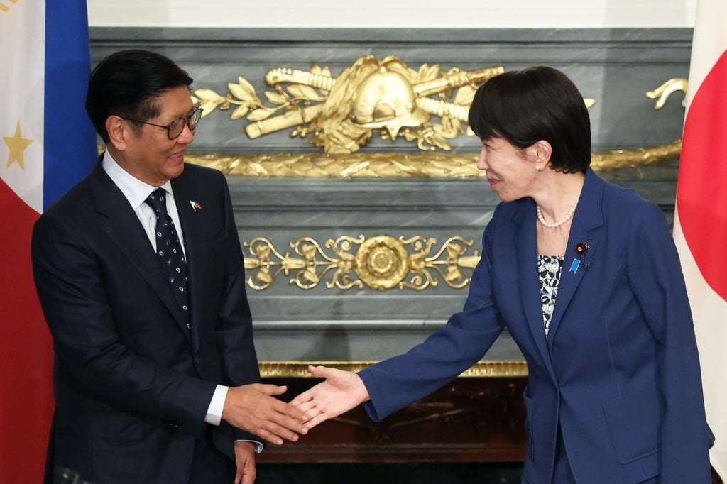 Philippine President Ferdinand Marcos Jnr meets Japanese Prime Minister Sanae Takaichi in Tokyo on May 28. Photo: EPA