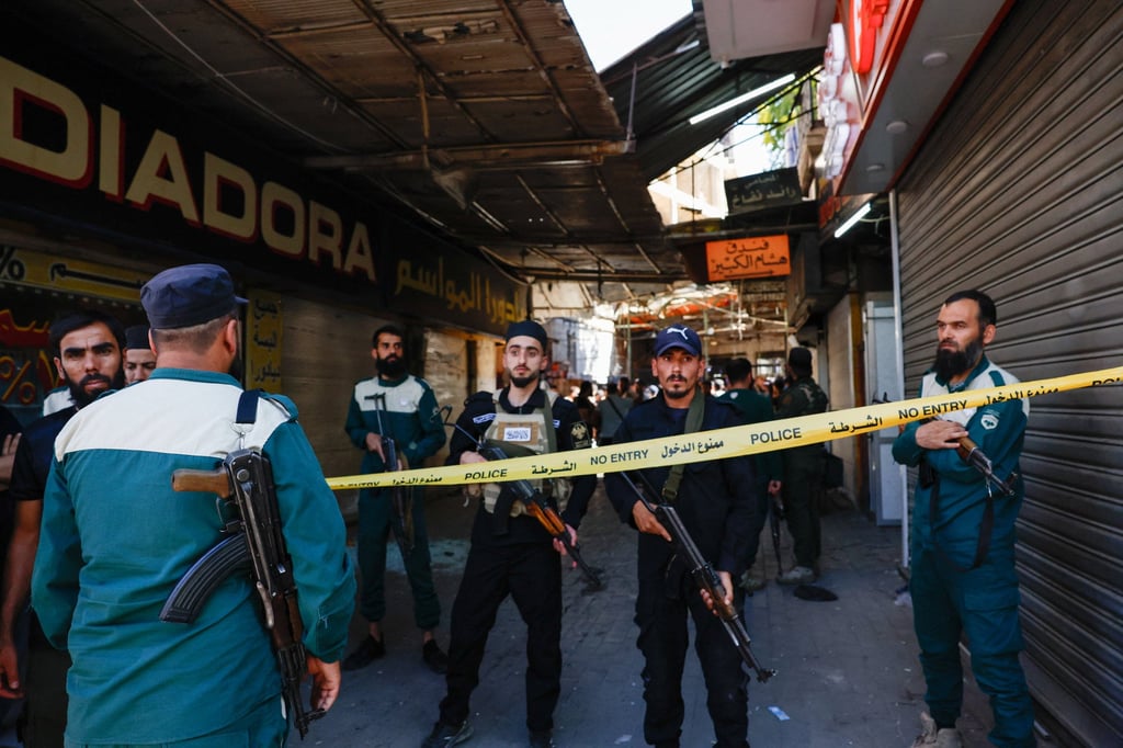 Police have cordoned off the area around a cafe in Damascus where an explosion was reported on Thursday. Photo: Reuters