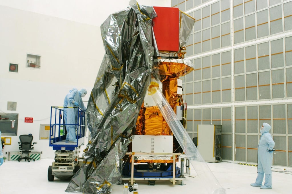 The Swift spacecraft is unwrapped at Kennedy Space Centre, Florida, in an image released in July 2004. Photo: Nasa via AFP