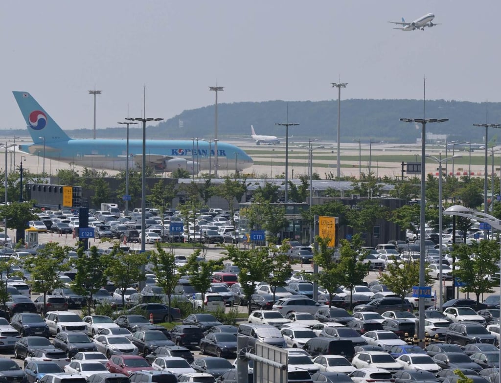 Vehicles are parked at a long-term car park at Incheon International Airport on August 4, 2024. Photo: The Korea Times