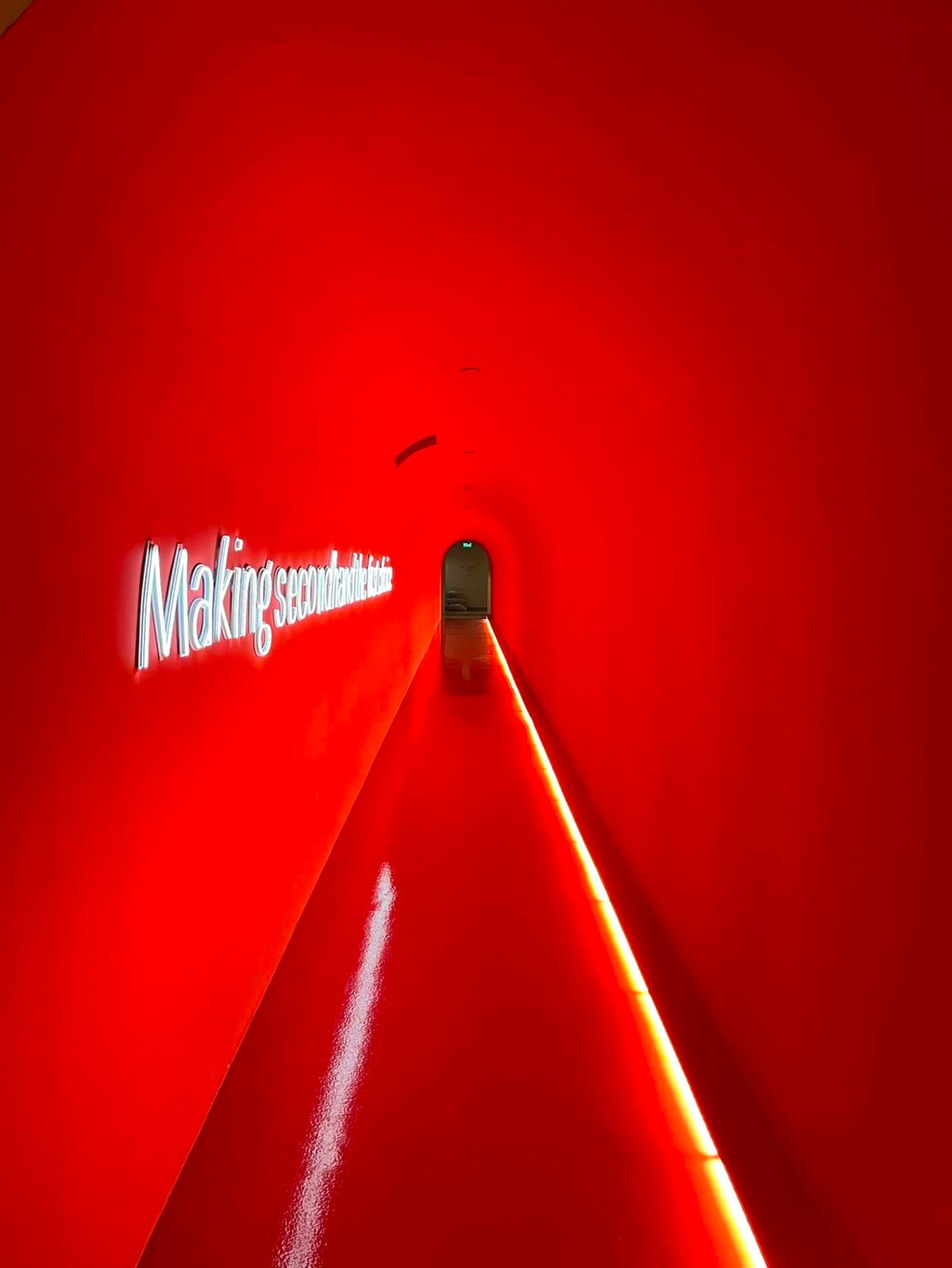 A red tunnel greets employees at Carousell’s Singapore office, showing the company’s mission to “make second-hand the first choice”. Photo: Jean Iau