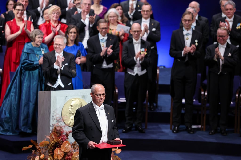 Omar Yaghi receives the Nobel Prize in Stockholm in December. Photo: Getty Images