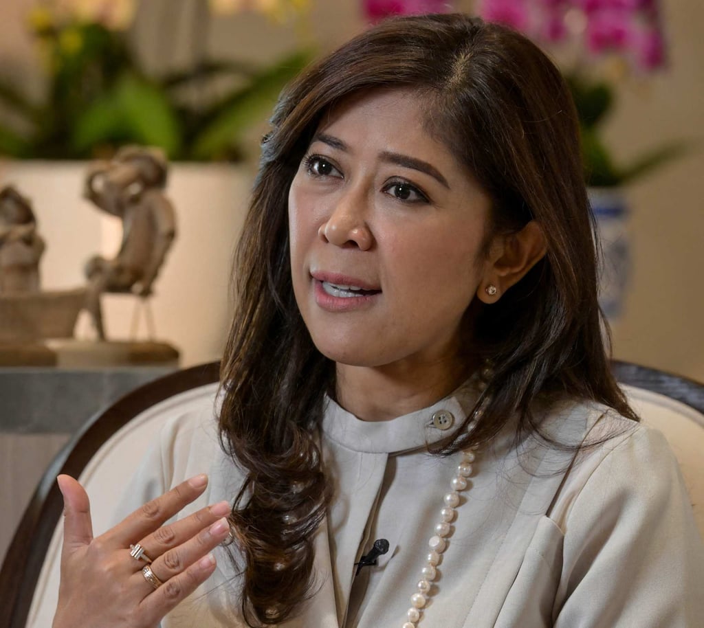Indonesia’s Communication and Digital Affairs Minister Meutya Hafid is interviewed at her official residence in Jakarta on May 6. Photo: AFP
