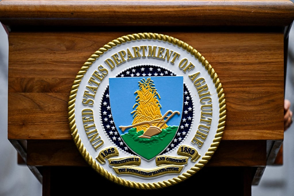 A US Department of Agriculture podium plaque is seen in Washington in March. Photo: Reuters