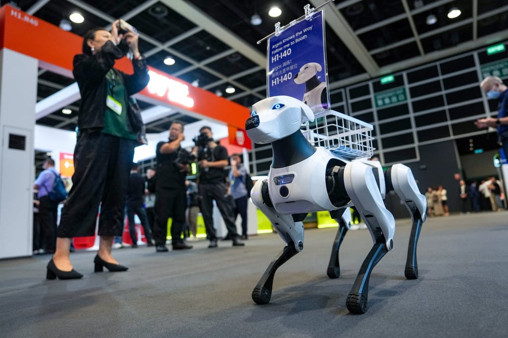 A robot is displayed at LEAP East. Mazin Alhimali, Saudi Arabia’s consul general in the city, earlier said that Hong Kong’s role as a gateway to mainland China was a key reason it was chosen to host the forum. Photo: Sam Tsang