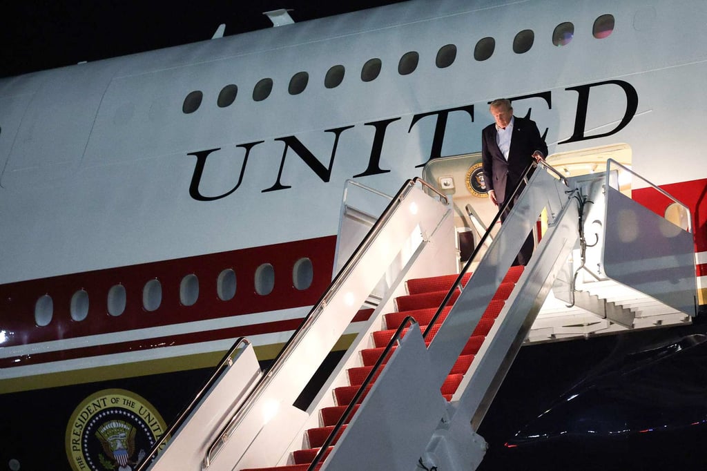 US President Donald Trump returns to Joint Base Andrews on Thursday. Photo: AFP