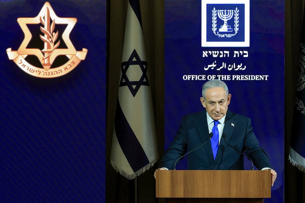 Israeli Prime Minister Benjamin Netanyahu at the President’s Residence in Jerusalem on Sunday. Photo: Reuters