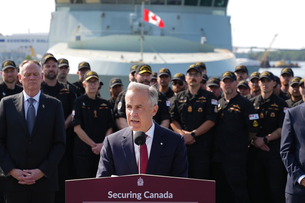 Canada’s Prime Minister Mark Carney announces the winning bid to make 12 submarines for the country’s navy on July 6. Hanwha Ocean was named as the “reserve supplier”. Photo: The Canadian Press/AP