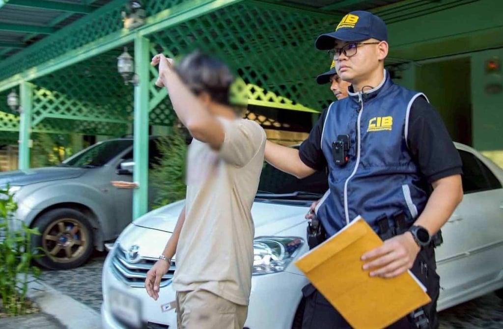 The suspect is arrested after delivering boys to undercover officers on Tuesday. Photo: Royal Thai Police