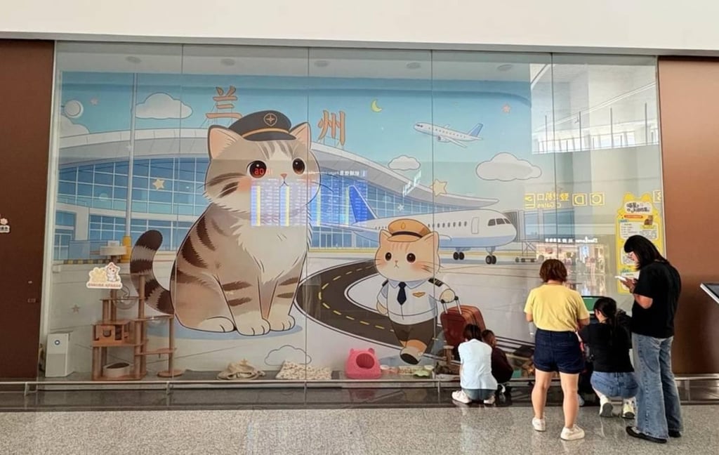 Even through the glass barrier, delighted passengers love pausing to interact and play with the adorable cats. Photo: Handout