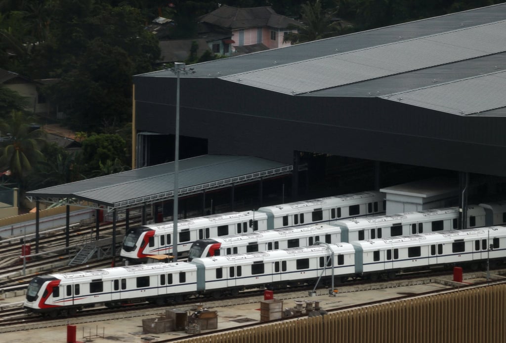 Trains stand in the depot next to the Bukit Chagar station of the Johor Bahru-Singapore Rapid Transit System Link in Johor Bahru, Malaysia, on July 6. Photo: Reuters