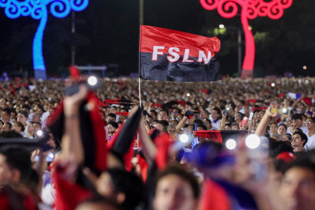 Crowds gather for anniversary of the Sandinista Revolution that toppled the Somoza dictatorship in 1979 and first brought Daniel Ortega to power. Photo: El19 DIGITAL via AFP